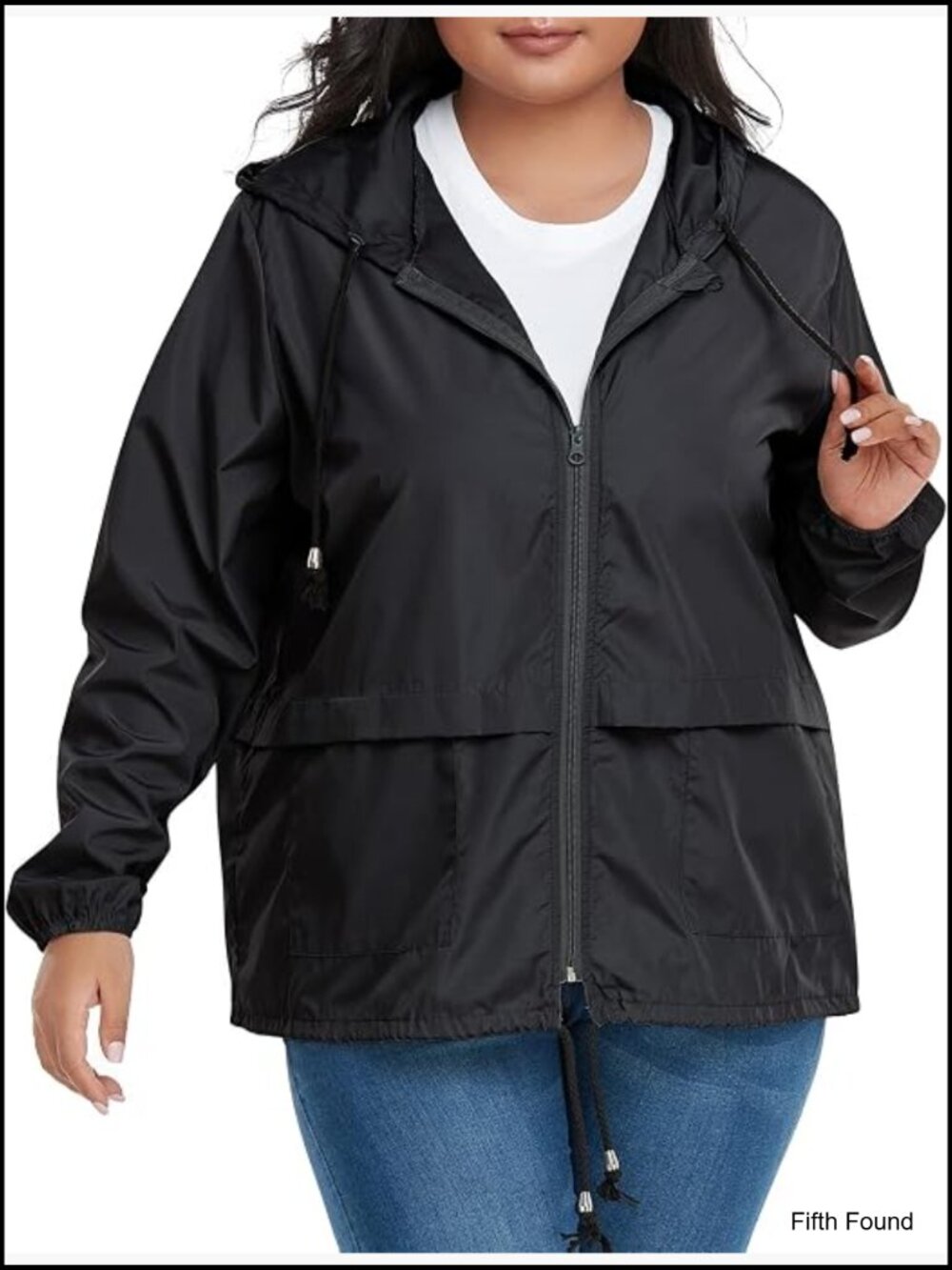 Plus Size Packable Rain Coat Hooded Waterproof Windbreaker Lightweight Jacket